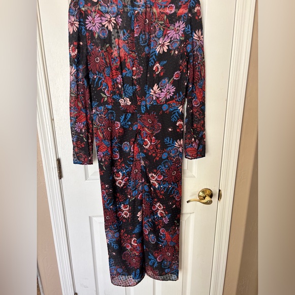 Veronica Beard Floral Long Sleeve Black Raylee Dress Women’s Size 10 New - Picture 4 of 11